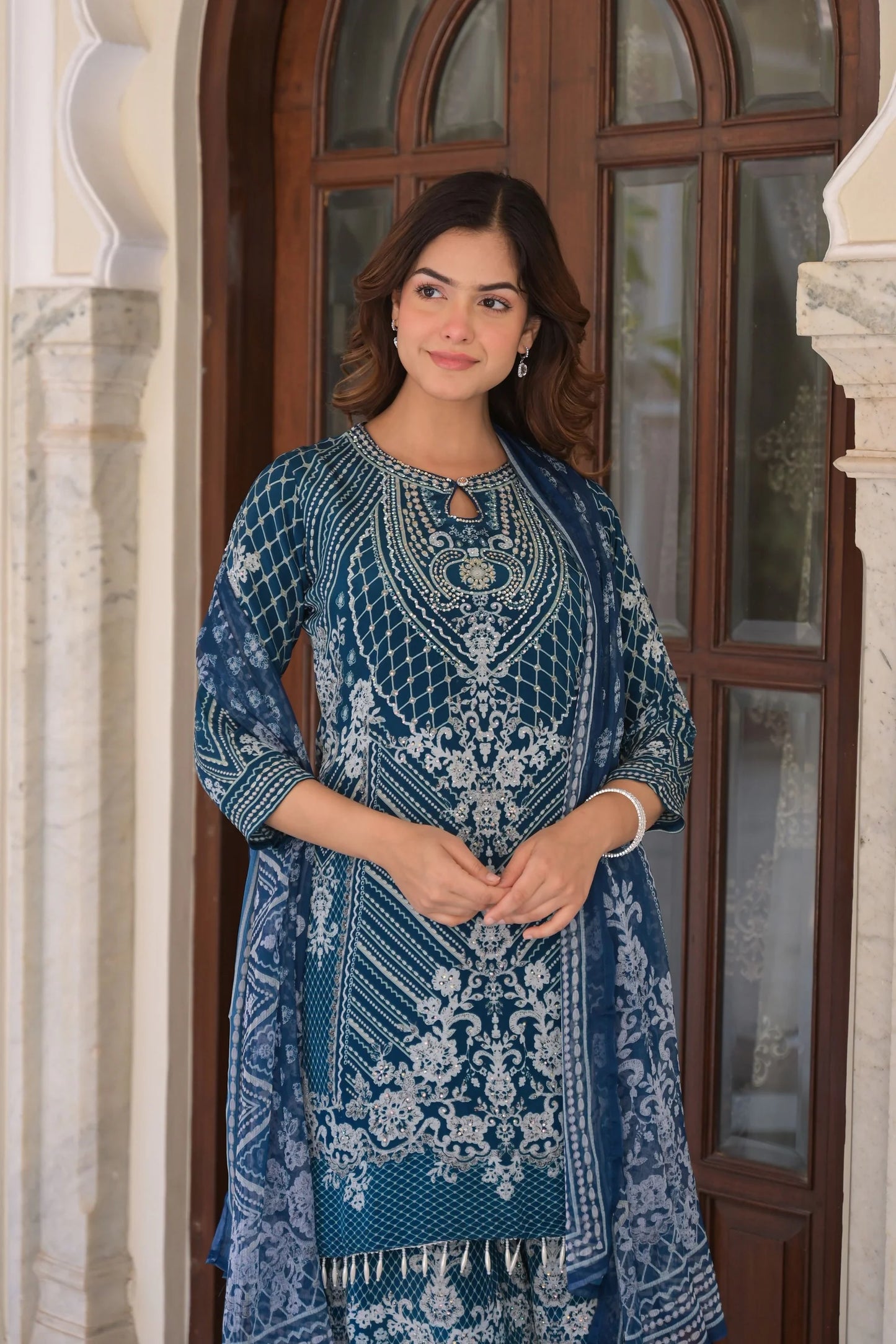 Indigo Leher Palazzo Set