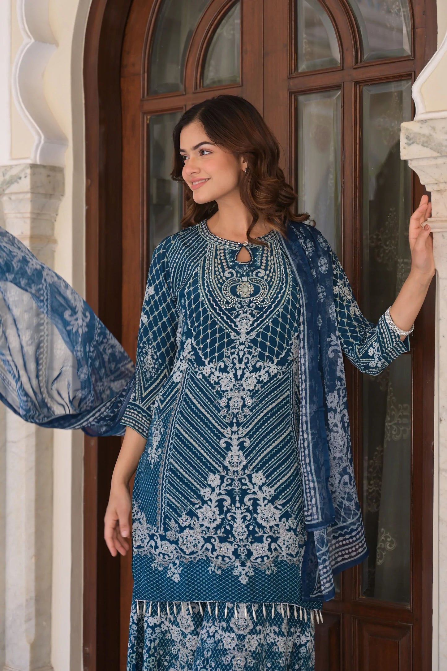 Indigo Leher Palazzo Set