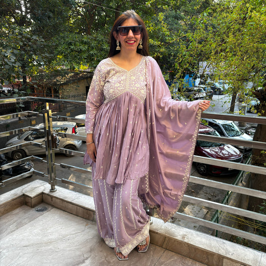 Baani Lavender Thread Detailing Sharara Suit