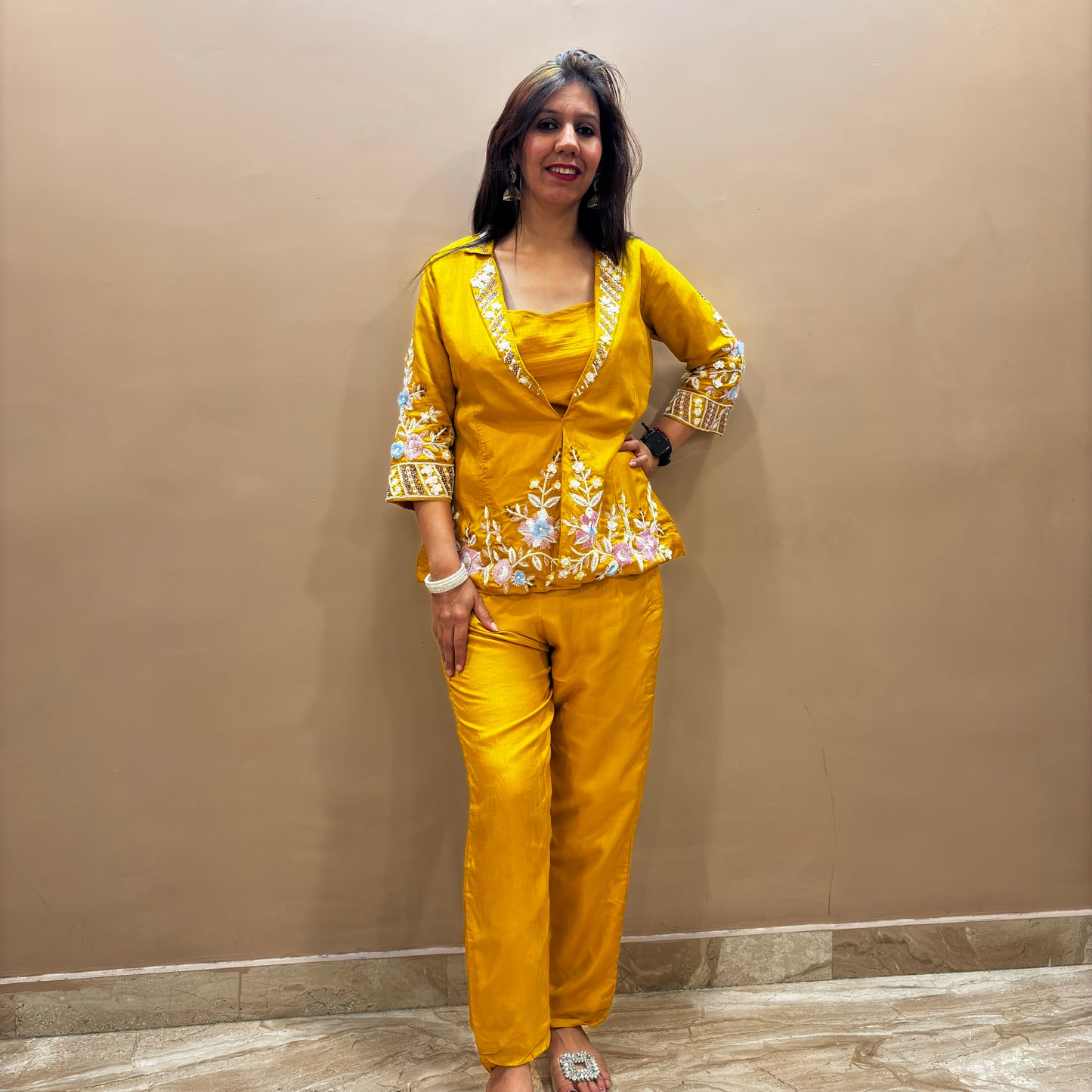 Yellow Embroidered Co-ord Set