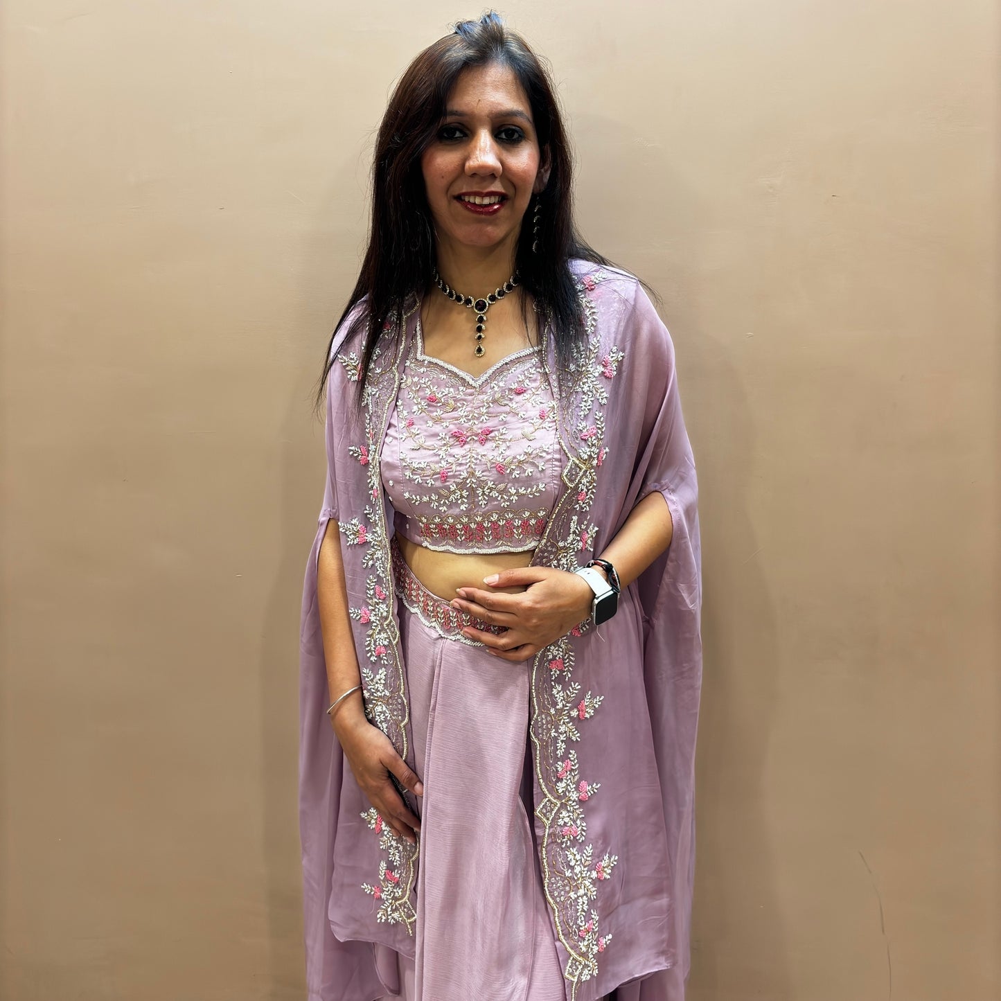 Aarna Lavender Drape Three Piece Set