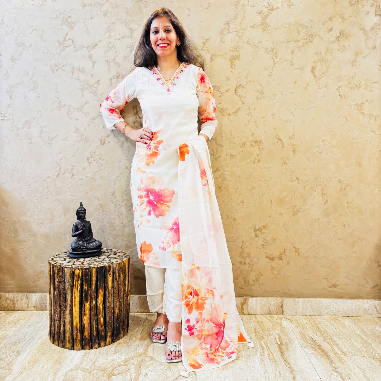 Floral Whisper Organza Suit Set