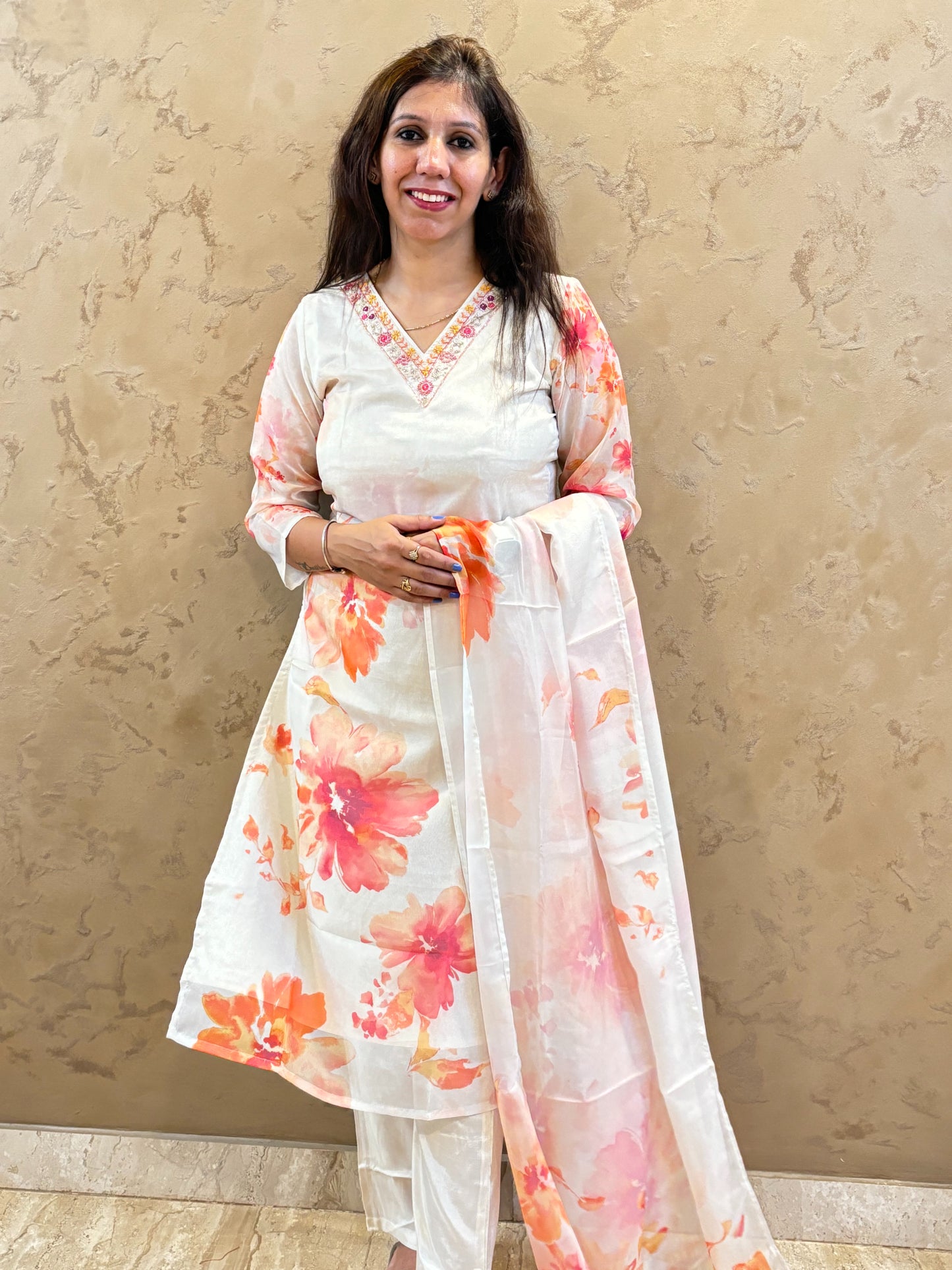Floral Whisper Organza Suit Set