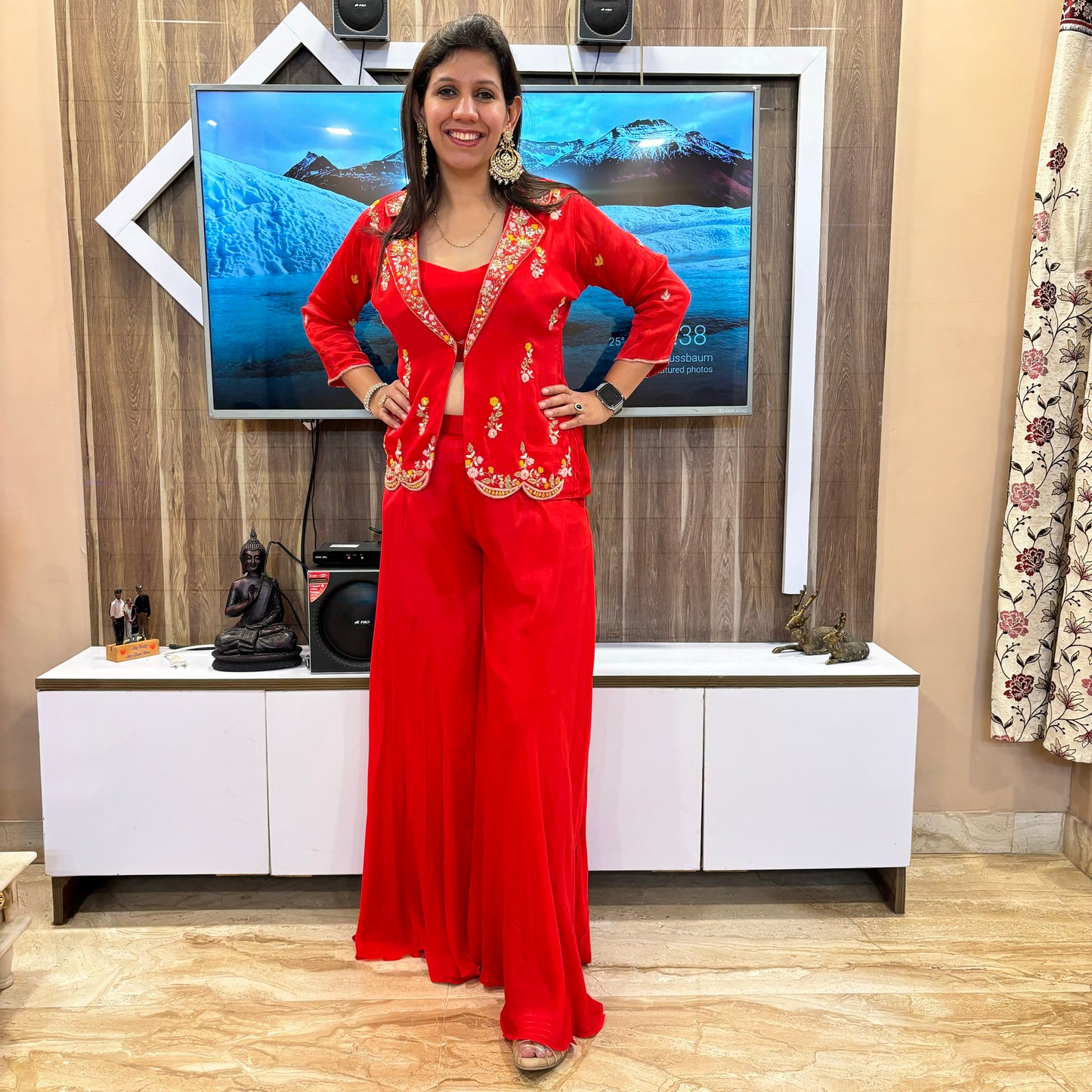 Ruby Essence Hand-Embroidered Co-ord Set