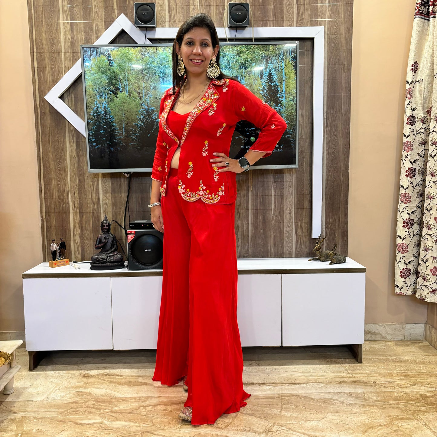 Ruby Essence Hand-Embroidered Co-ord Set