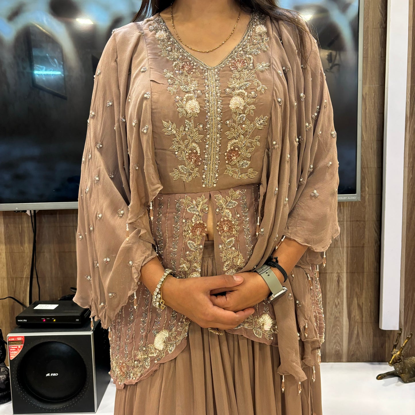 Ethereal Charm: Flowing Skirt with Artisanal Embroidered Top