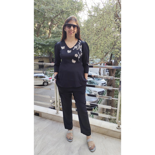 Midnight Wings Embroidered Co-ord Set