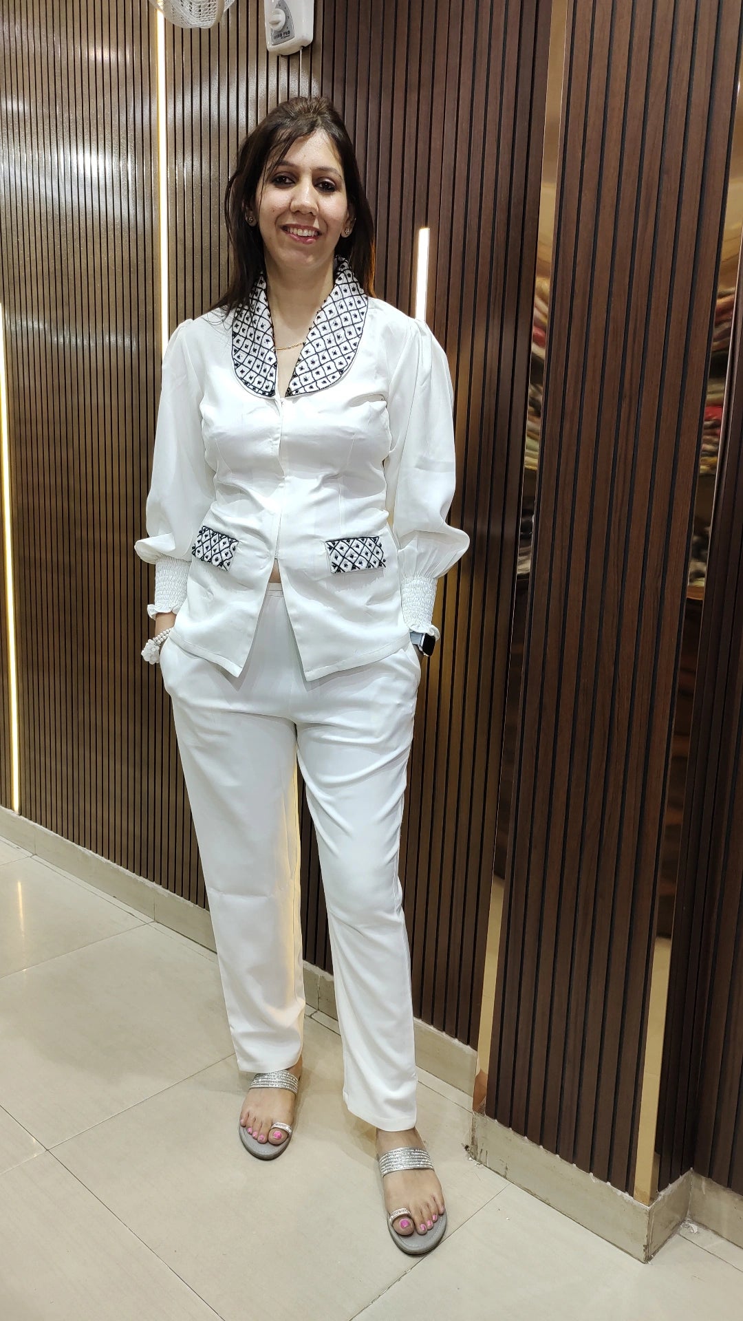 White Embroidered Blazer Co-ord Set
