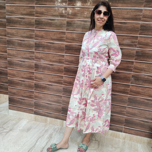 Mari-Gold Digital Print Dress