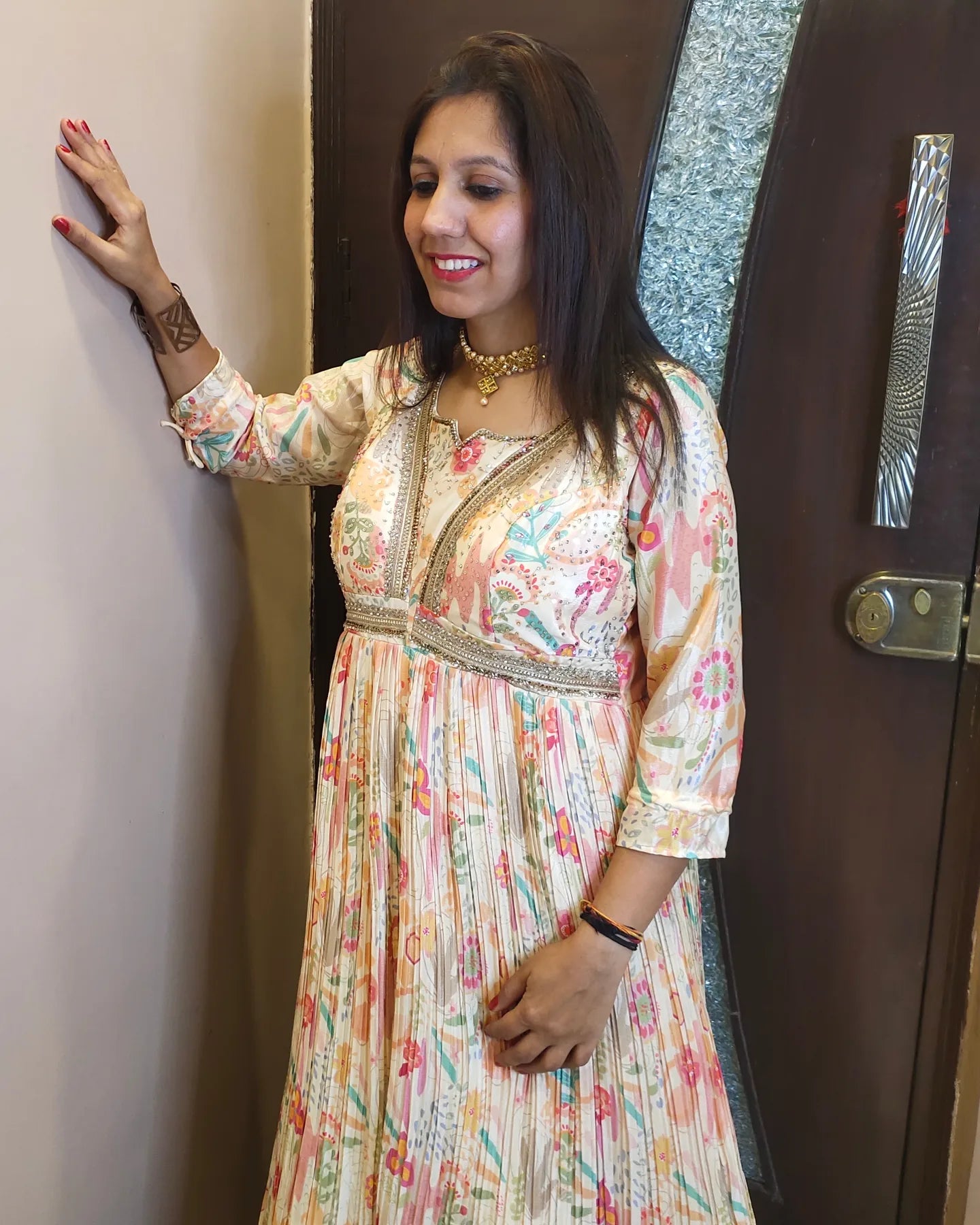 Yoke Hand Embroidered with Heavy Can-Can Gown