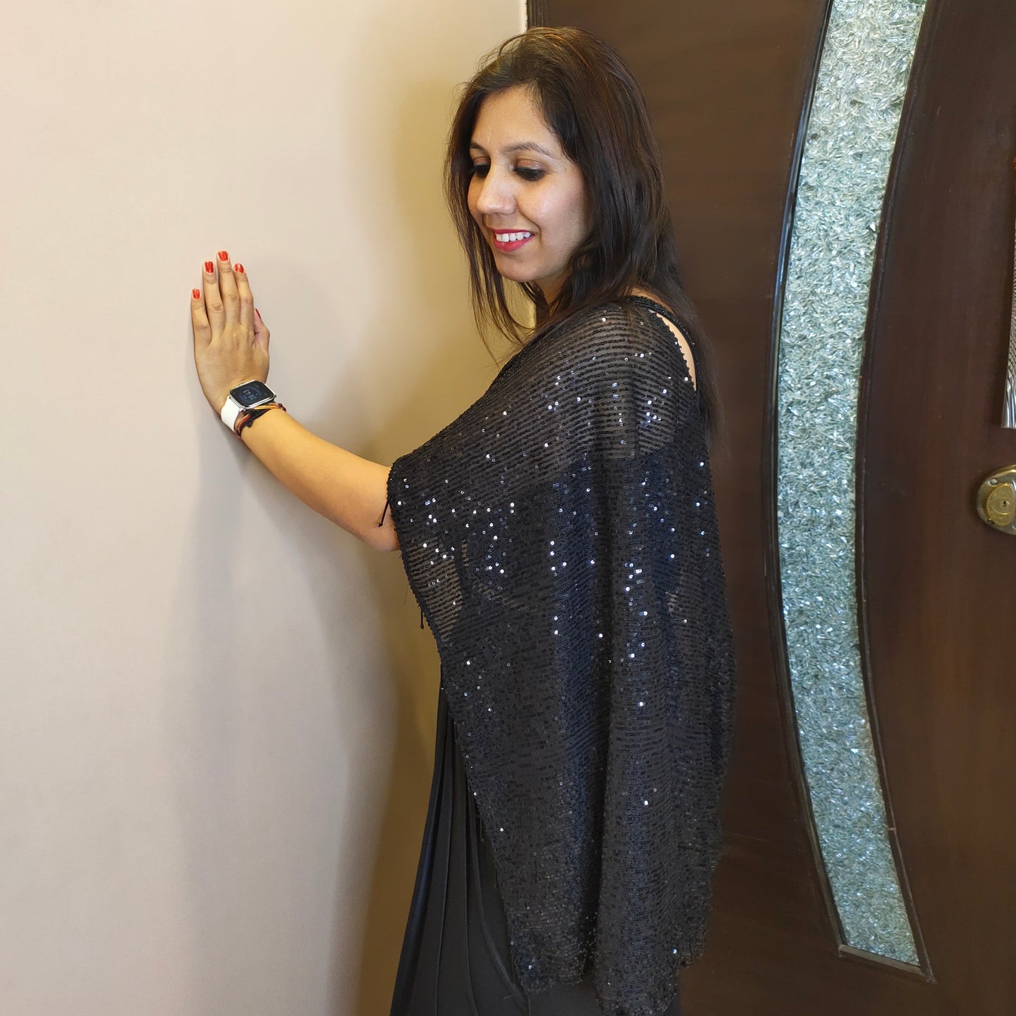 Inky Splendor Drape Black Sequence Drape