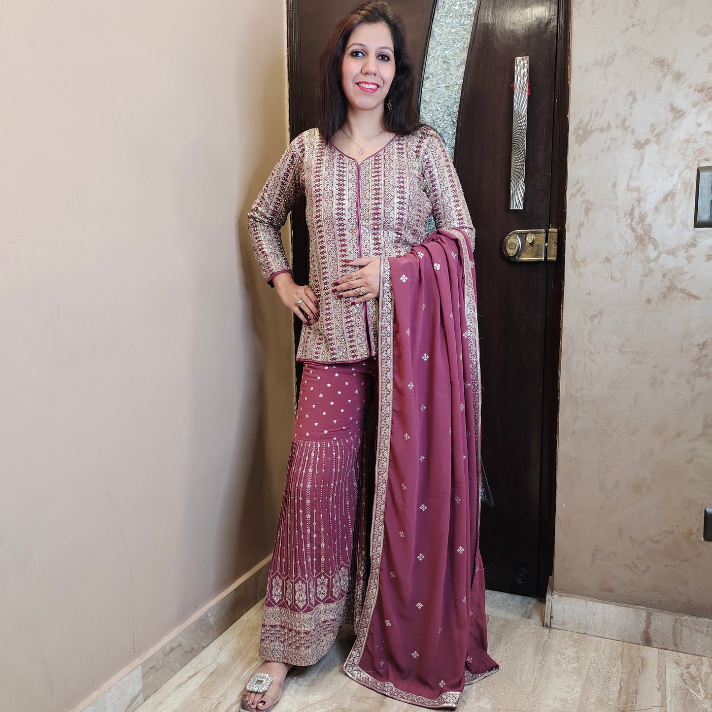 Embroidered Sharara Co-ord Set