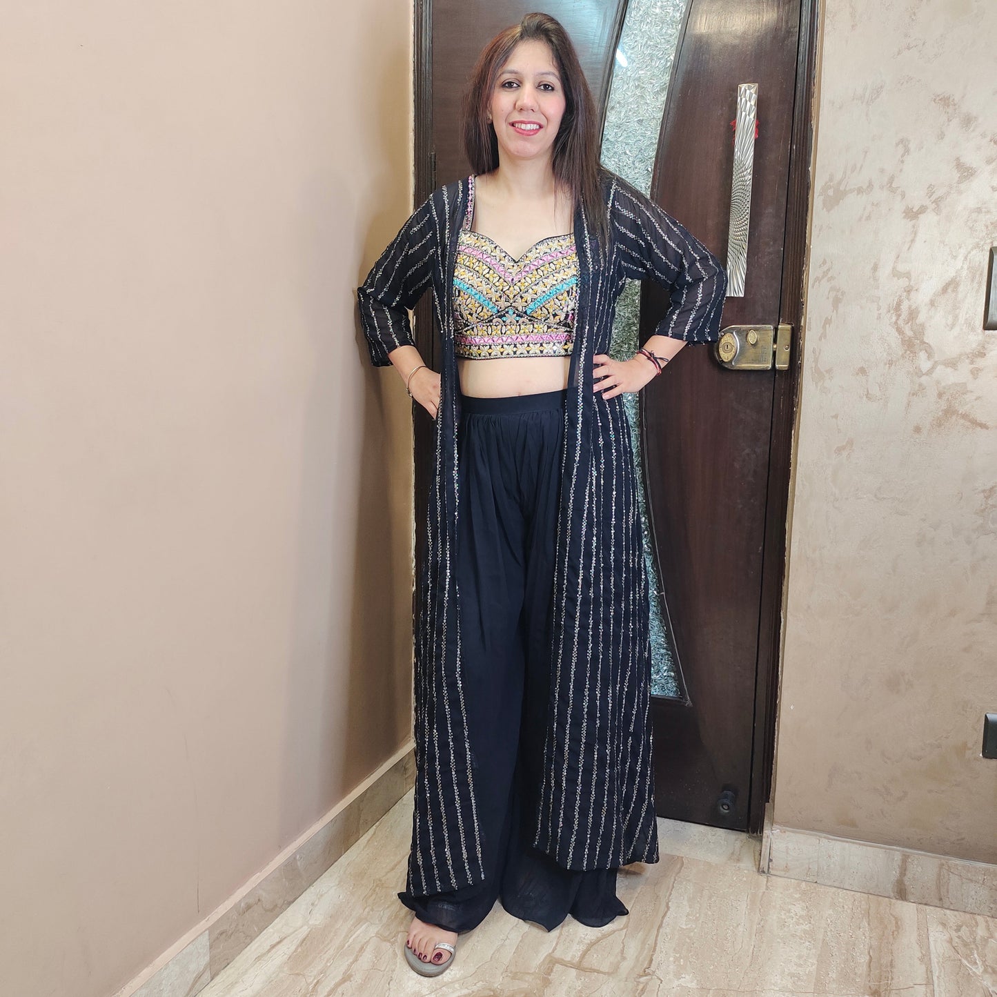 Palazzo Crop Top with Shrug