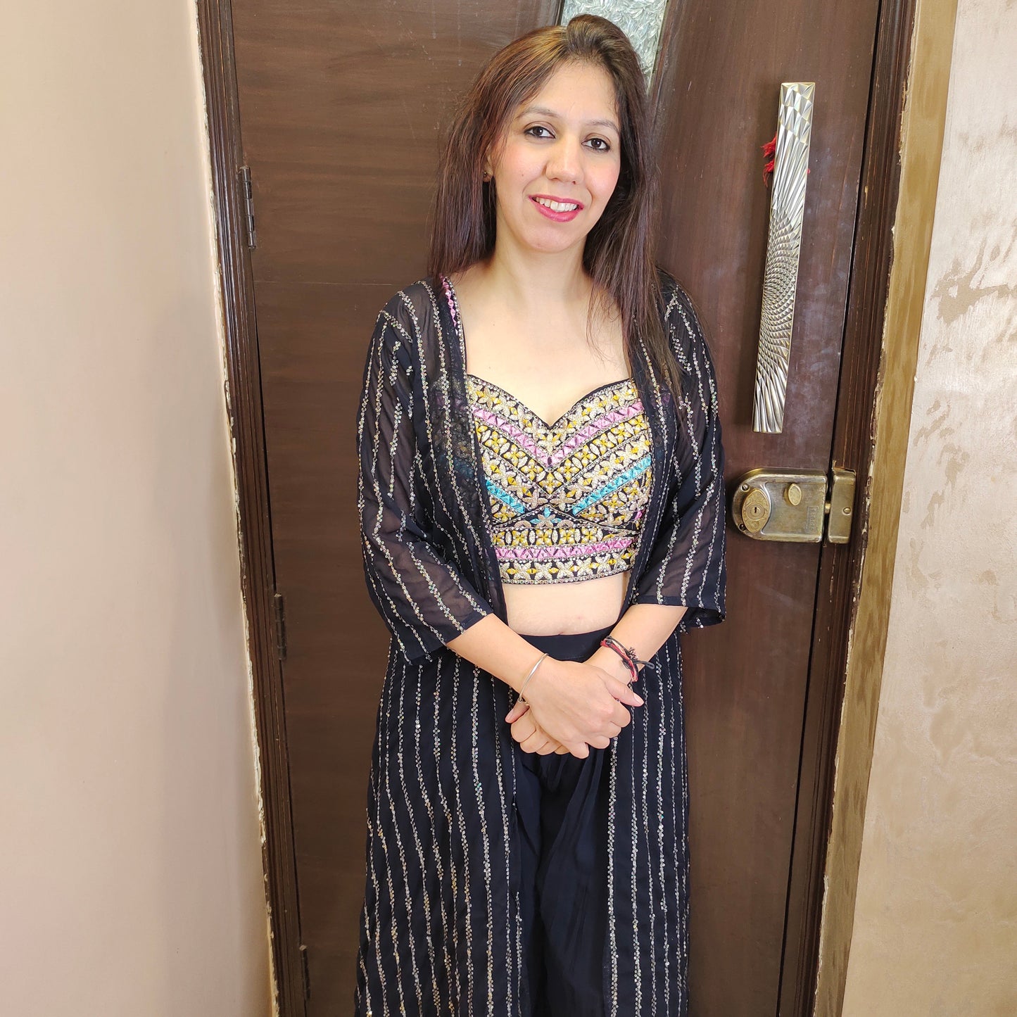Palazzo Crop Top with Shrug