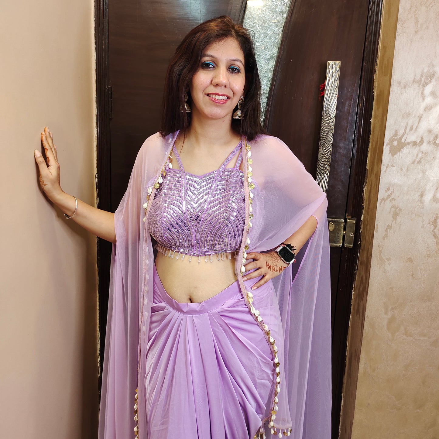 Rutba Lavender Cape Set