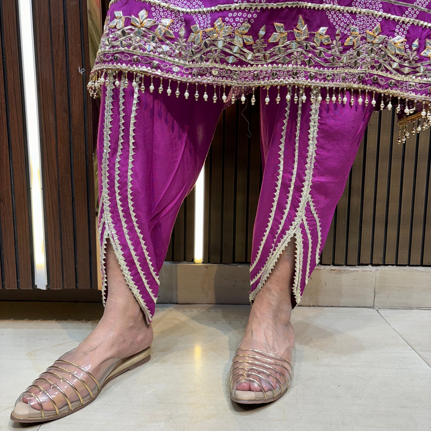 Purple Mirage Muslin Kaftan with Tulip Pants