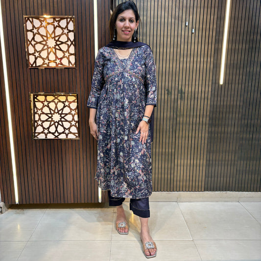 Twilight Bliss: Blue-Wine Nyra Suit Set