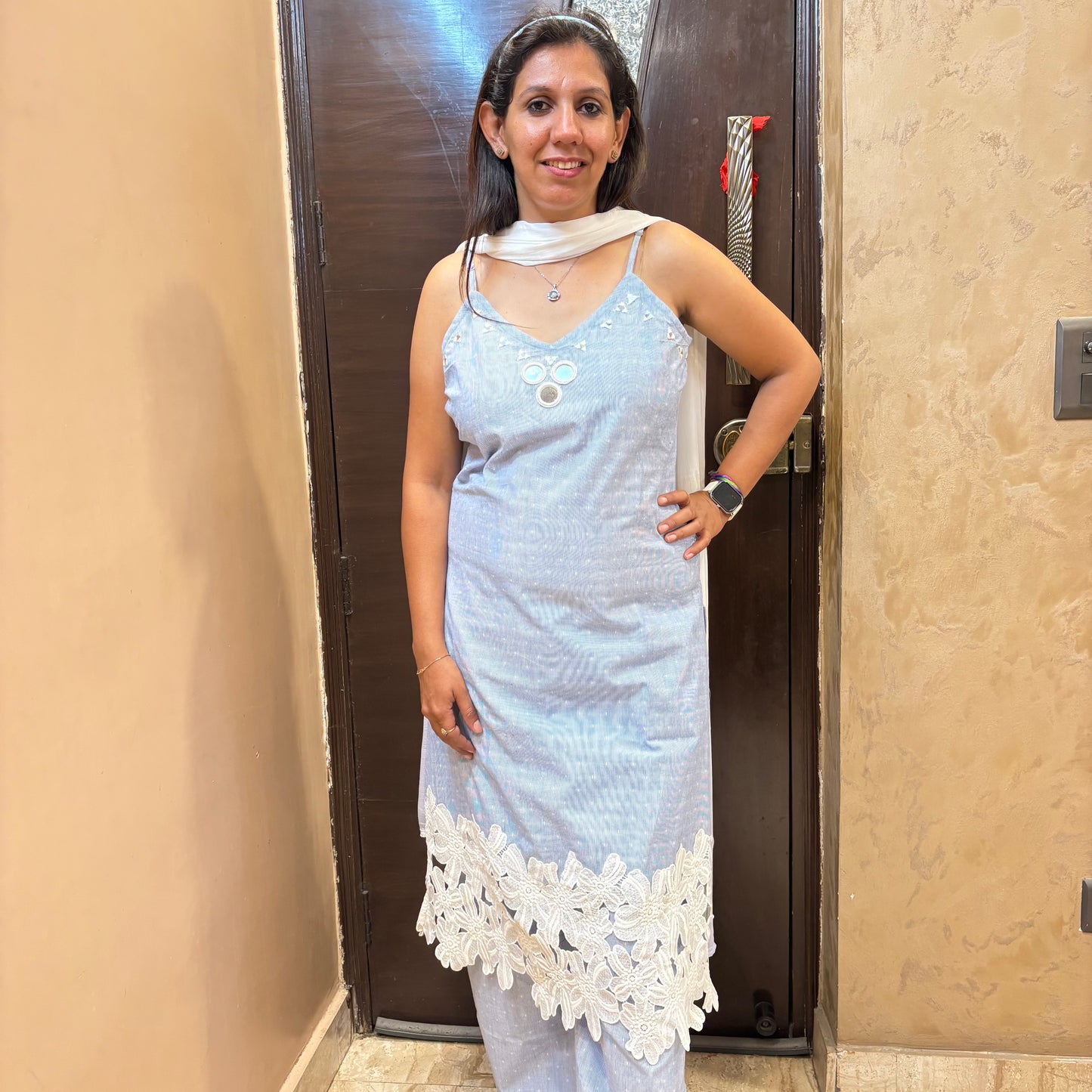 Sky Blossom Spaghetti Kurta Set
