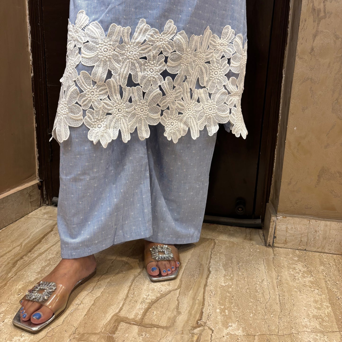 Sky Blossom Spaghetti Kurta Set