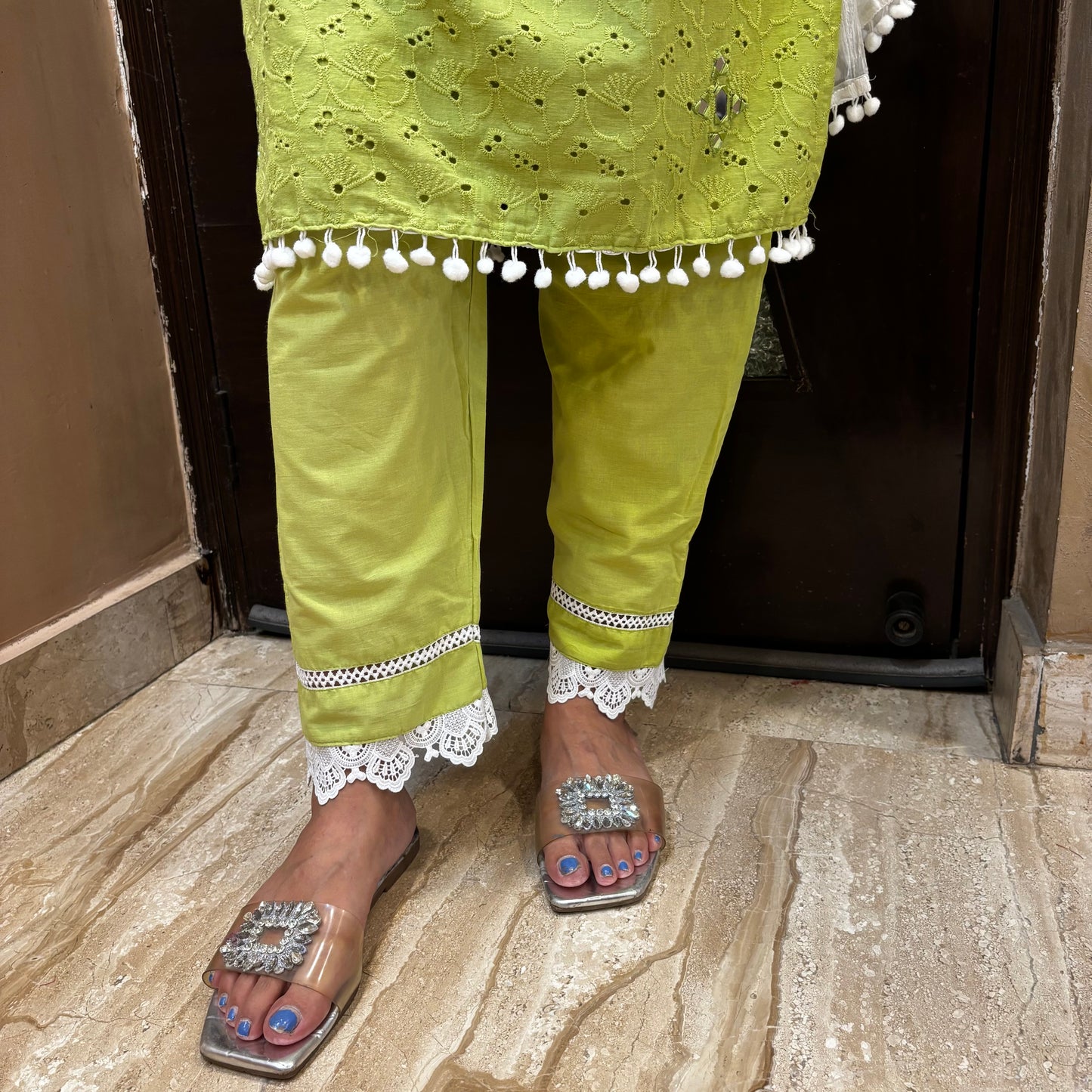 Lime Bliss Cotton Kurti Set