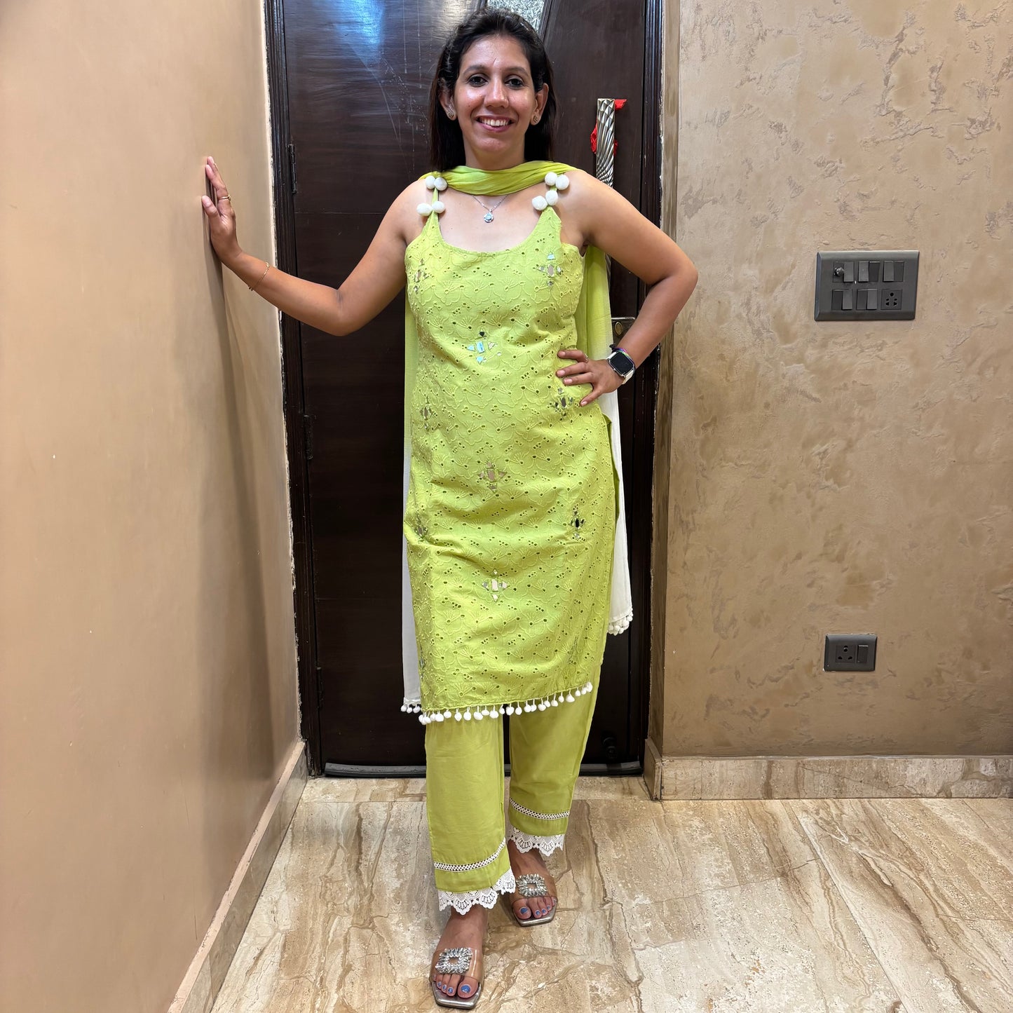 Lime Bliss Cotton Kurti Set