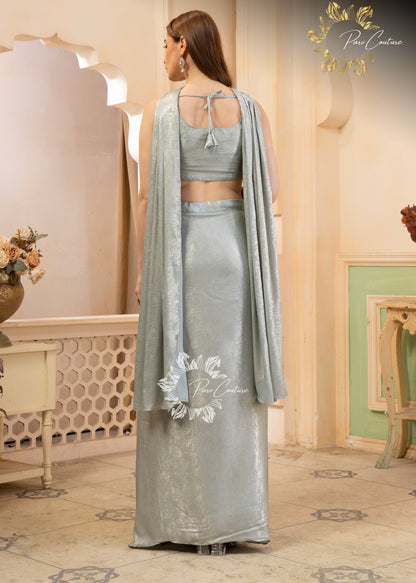 Meher Pastel Floral Pleated Skirt Set