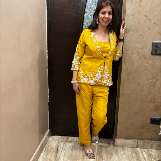 Yellow Embroidered Co-ord Set