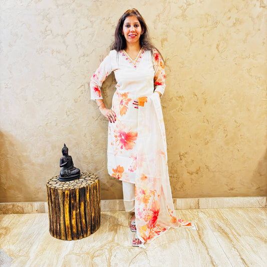 Floral Whisper Organza Suit Set