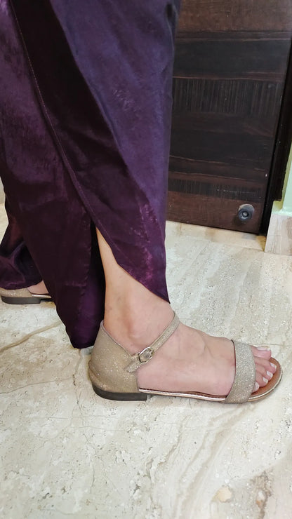 Wine Collar Embroidery with Tulip Pants High-Low Dress