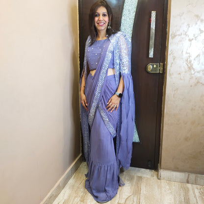 Shanaya Drape Skirt with sequence Embroidered Cape