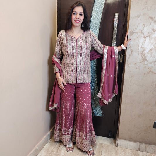 Embroidered Sharara Co-ord Set