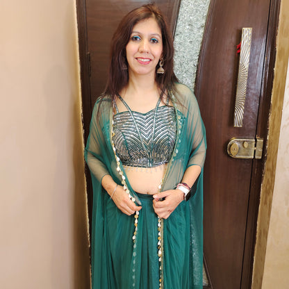 Rutba Bottle Green Cape Set
