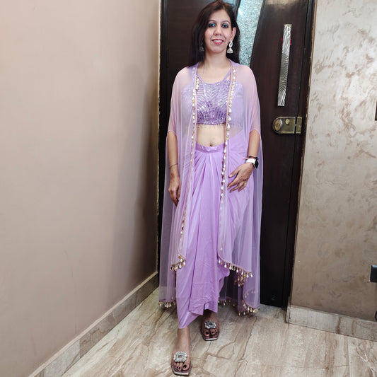 Rutba Lavender Cape Set