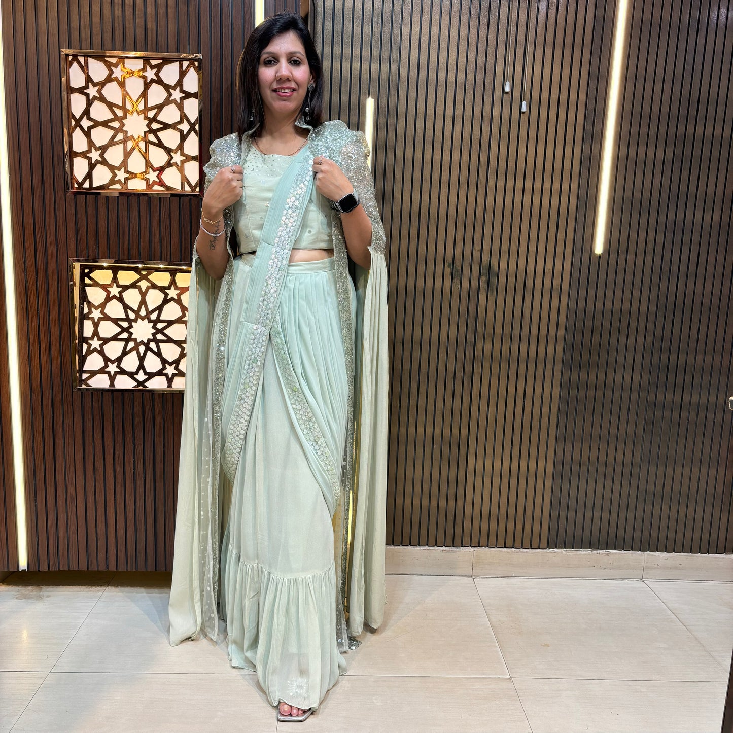 Shanaya Drape Skirt with sequence Embroidered Cape