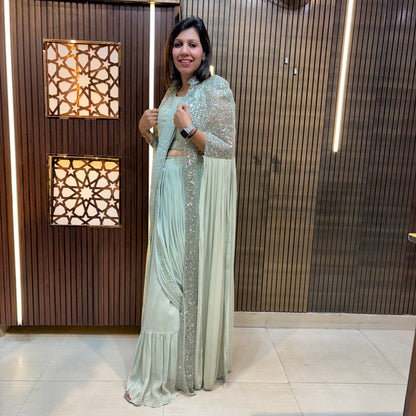 Shanaya Drape Skirt with sequence Embroidered Cape