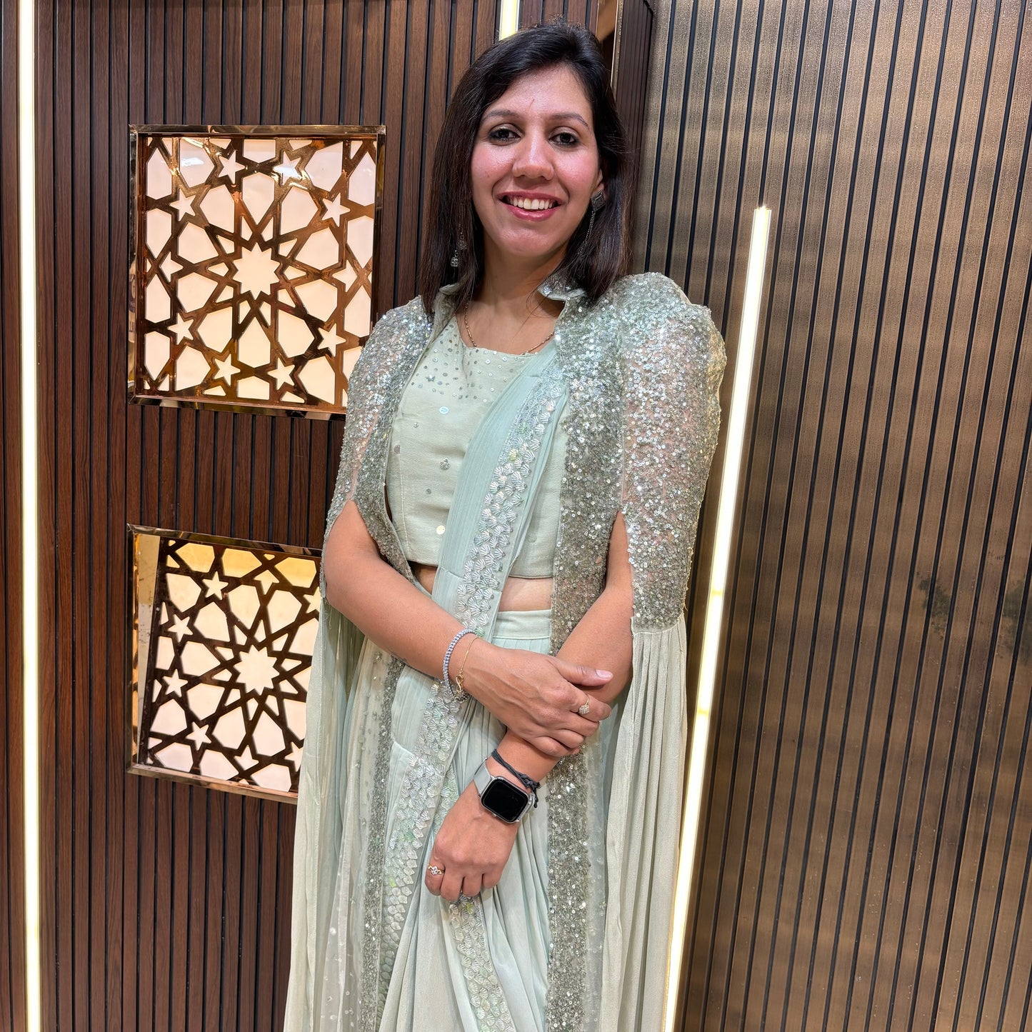 Shanaya Drape Skirt with sequence Embroidered Cape