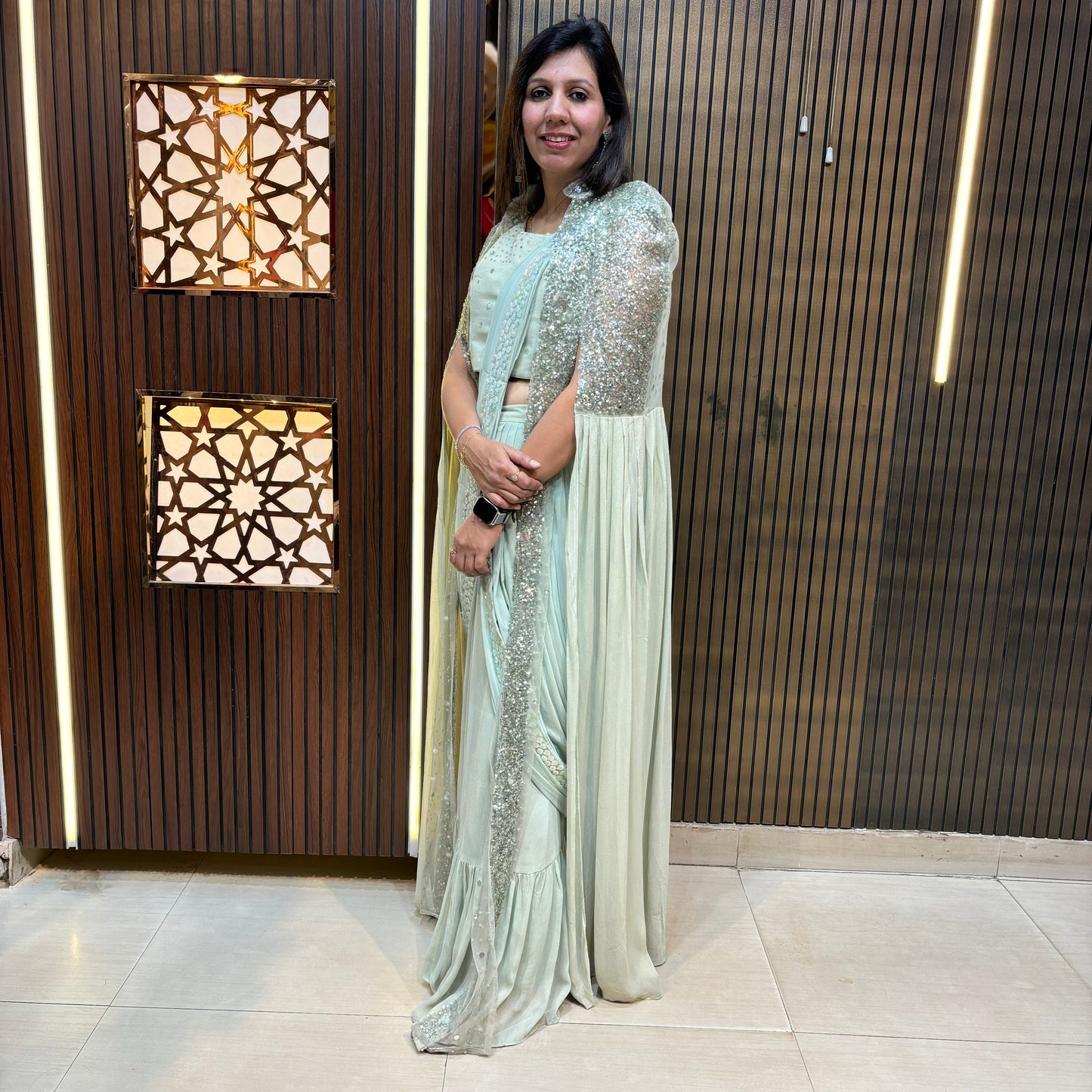 Shanaya Drape Skirt with sequence Embroidered Cape