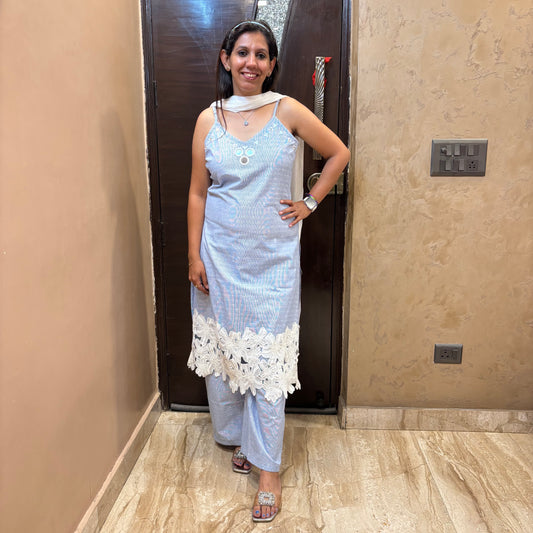 Sky Blossom Spaghetti Kurta Set