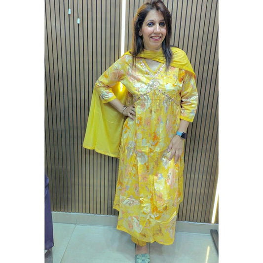 Mustard Alia Nyra Cut Suit Set